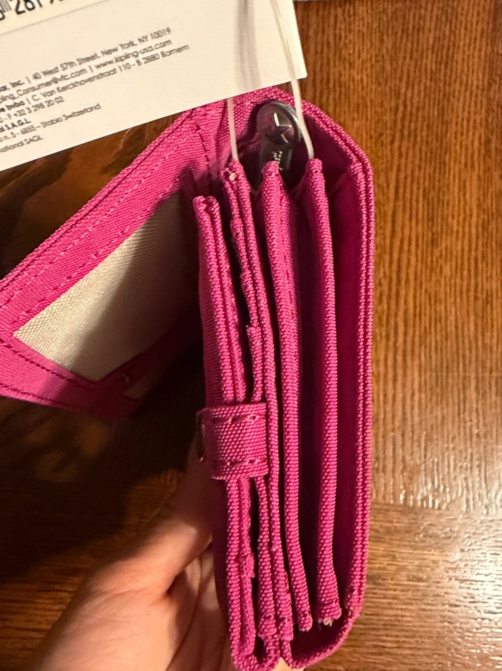 Kipling Hot Pink Canvas Fold Wallet - Picture 5 of 10